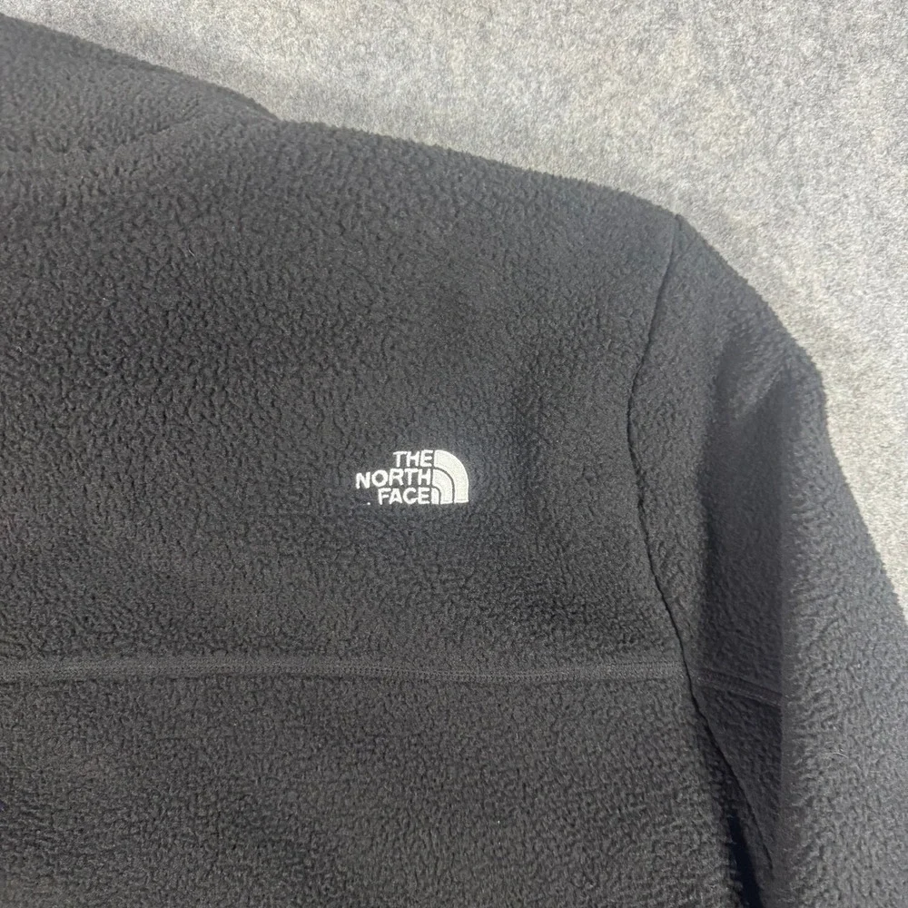 The North Face Fleece Jacket Mens XL Black Circular Design Full Zip Logo Hiking